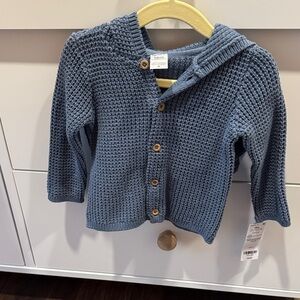 Carters 12 Blue Knit Kids Jacket with ears on hood